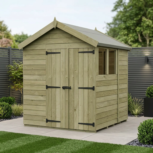 6 x 6 Apex Shed (Double Door, With Windows) - view 2