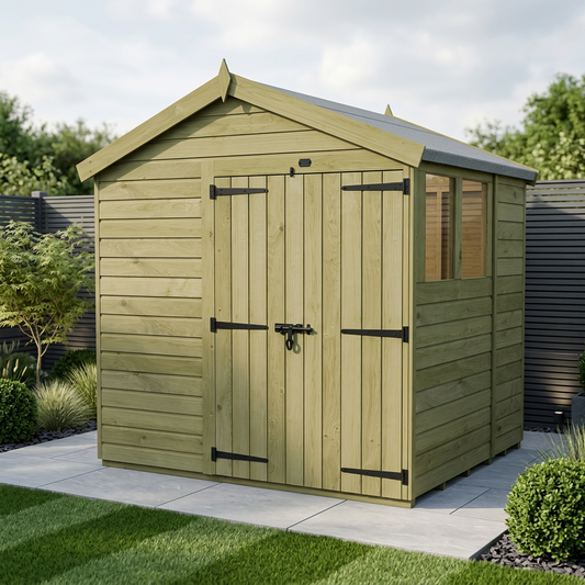 8 x 6 Apex Shed (Double Door, With Windows) - view 2