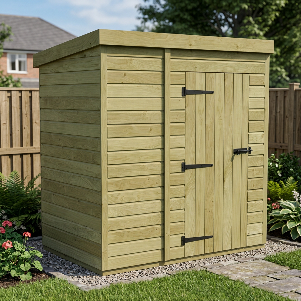 5 x 4 Pent Shed (Single Door, No Windows) - view 5