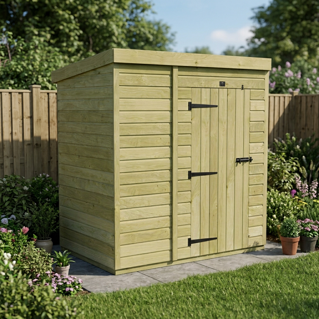7 x 4 Pent Shed (Single Door, No Windows) - view 4