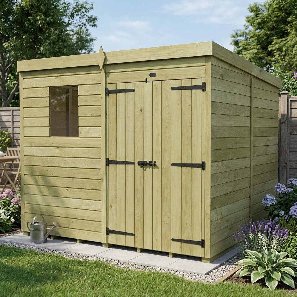 7 x 7 Pent Shed (Double Door, With Windows) - view 6