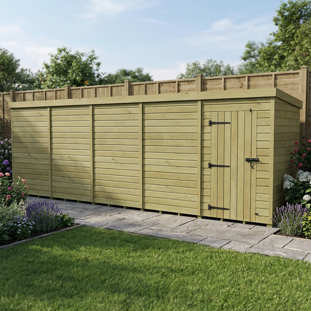 20 x 4 Pent Shed (Single Door, No Windows) - view 6