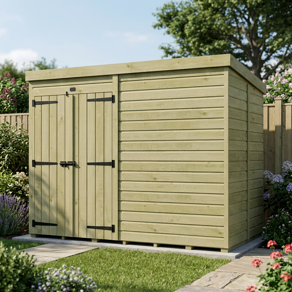 9 x 5 Pent Shed (Double Door, No Windows) - view 6
