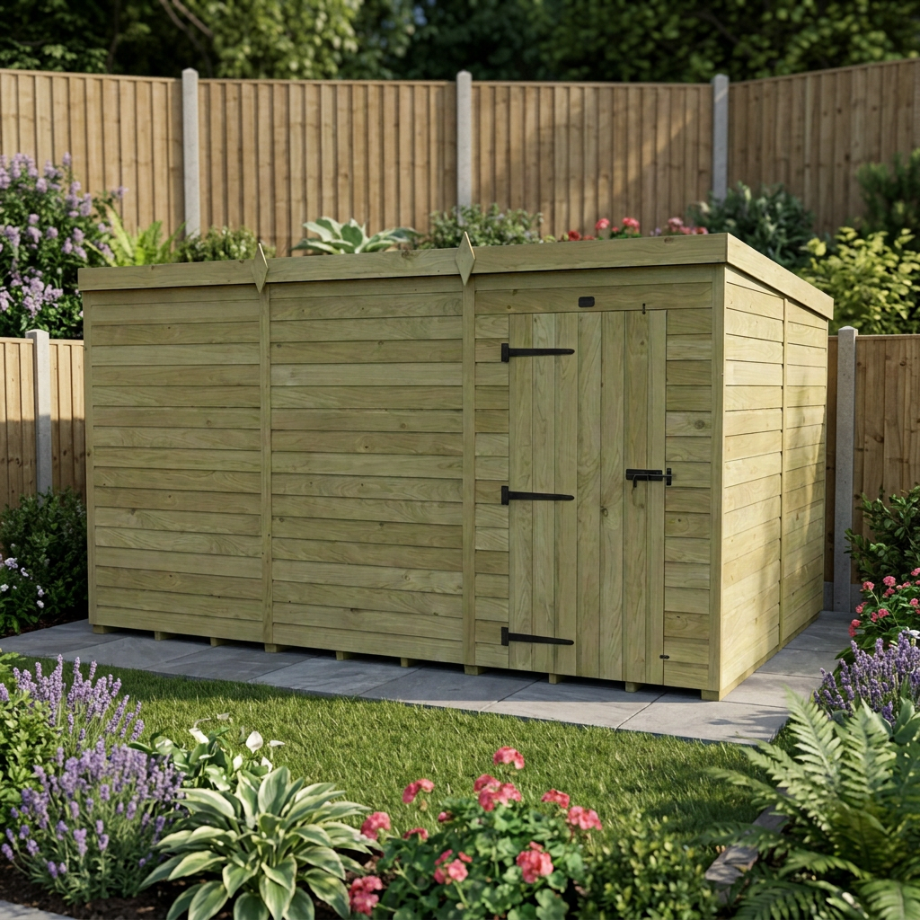 12 x 8 Pent Shed (Single Door, No Windows) - view 6