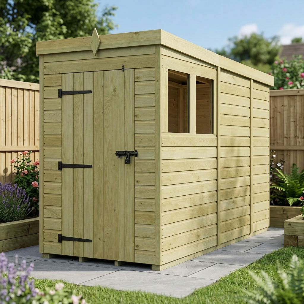 4 x 9 Pent Shed (Single Door, With Windows) - view 6