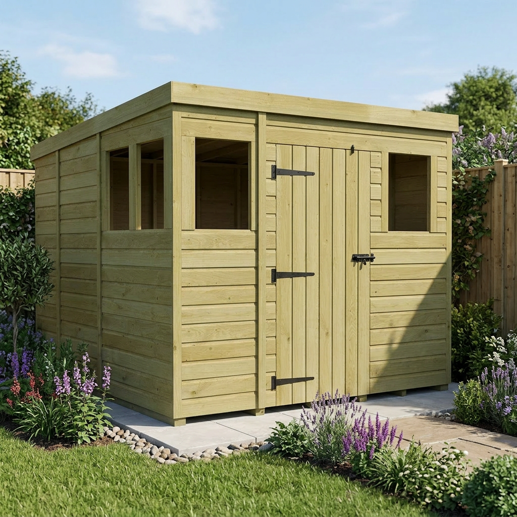 9 x 9 Pent Shed (Single Door, With Windows) - view 6