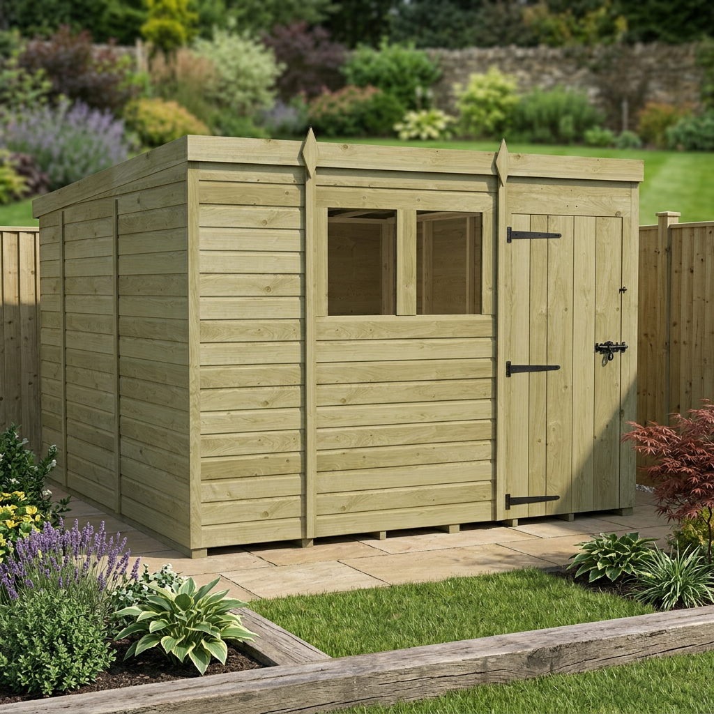 9 x 10 Pent Shed (Single Door, With Windows) - view 6