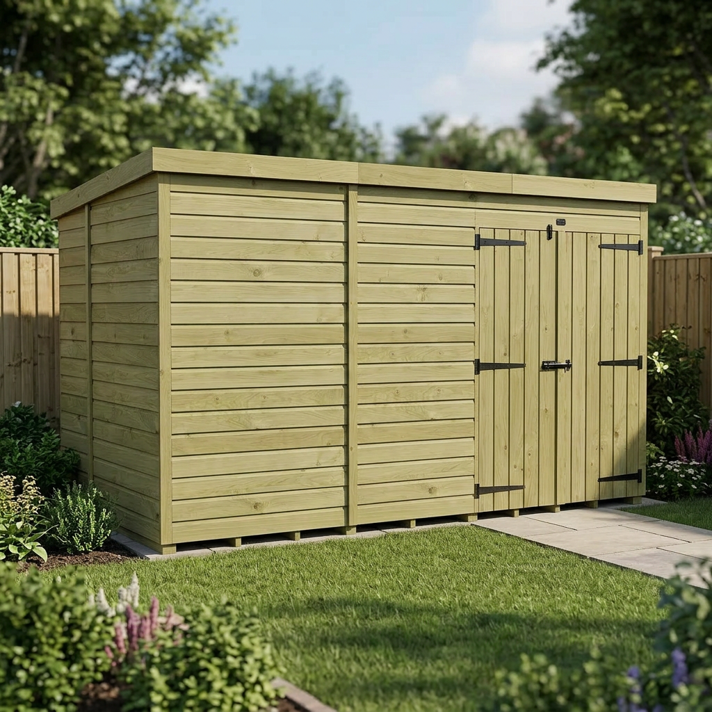 12 x 6 Pent Shed (Double Door, No Windows) - view 6