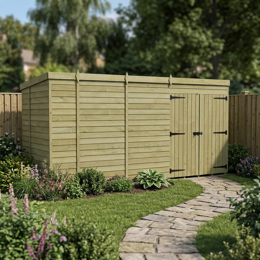 18 x 5 Pent Shed (Double Door, No Windows) - view 6