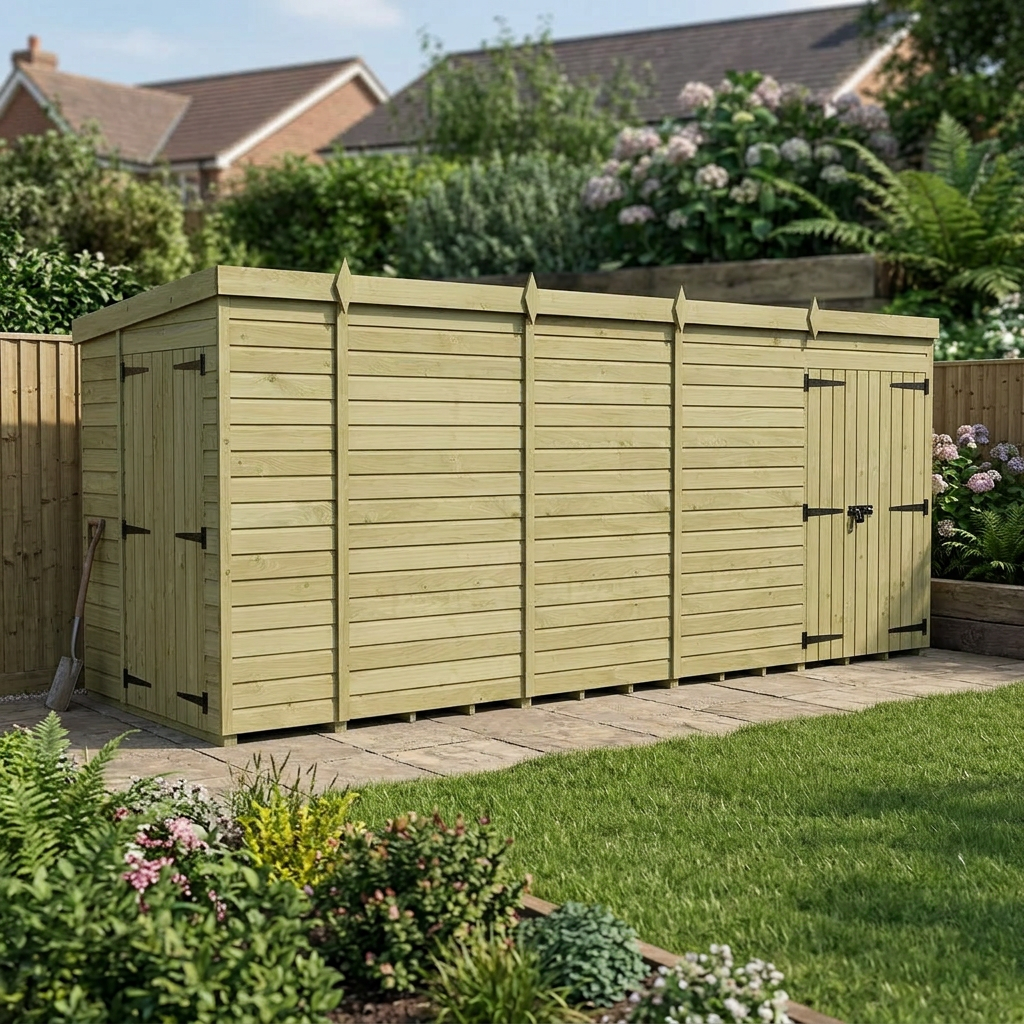 19 x 5 Pent Shed (Double Door, No Windows) - view 6