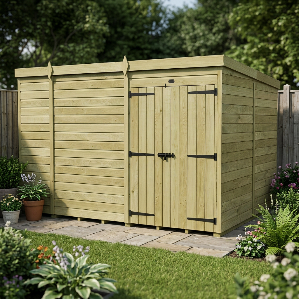 9 x 7 Pent Shed (Double Door, No Windows) - view 6