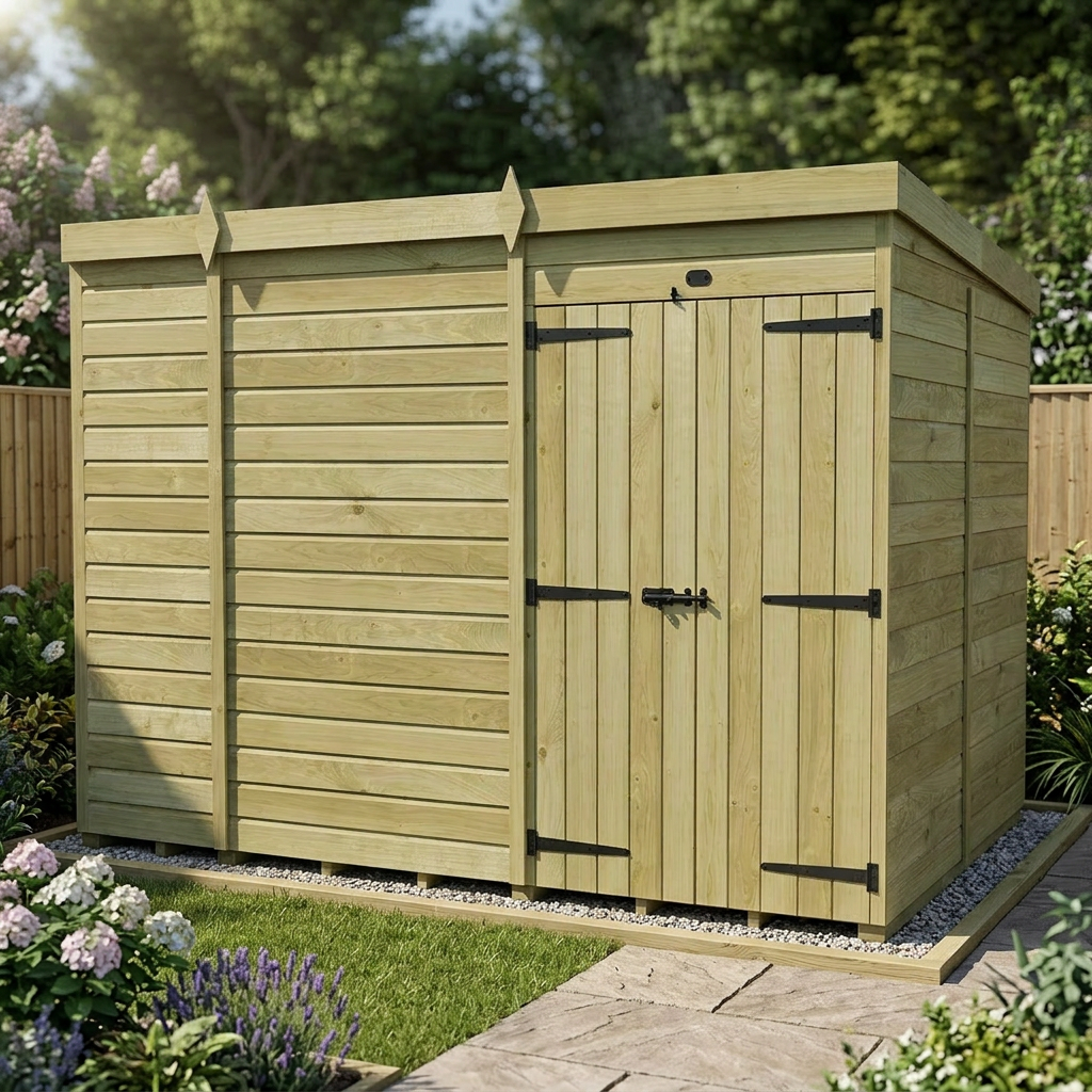 11 x 7 Pent Shed (Double Door, No Windows) - view 6