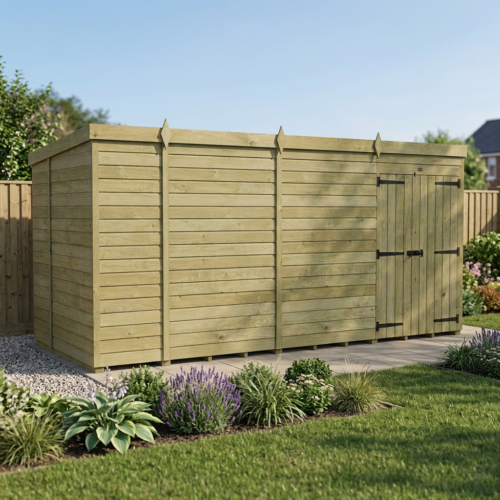 13 x 6 Pent Shed (Double Door, No Windows) - view 6