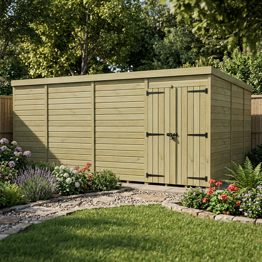 15 x 9 Pent Shed (Double Door, No Windows) - view 3