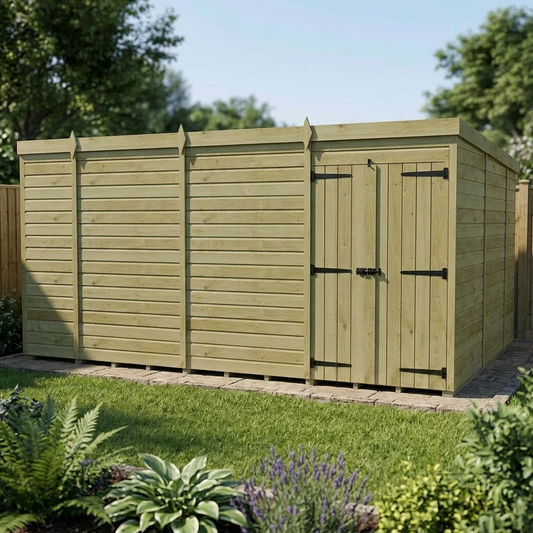 14 x 10 Pent Shed (Double Door, No Windows) - view 3