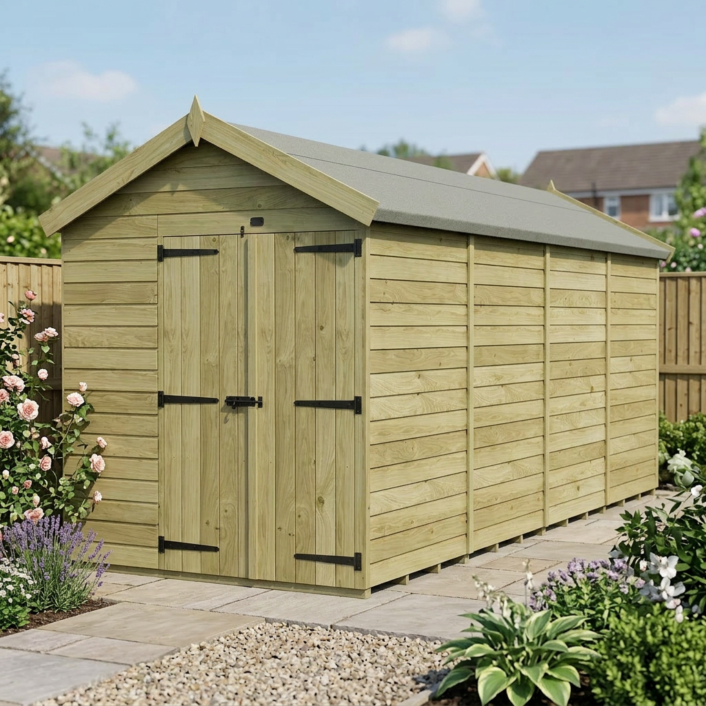 6 x 16 Apex Shed (Double Door, No Windows) - view 6