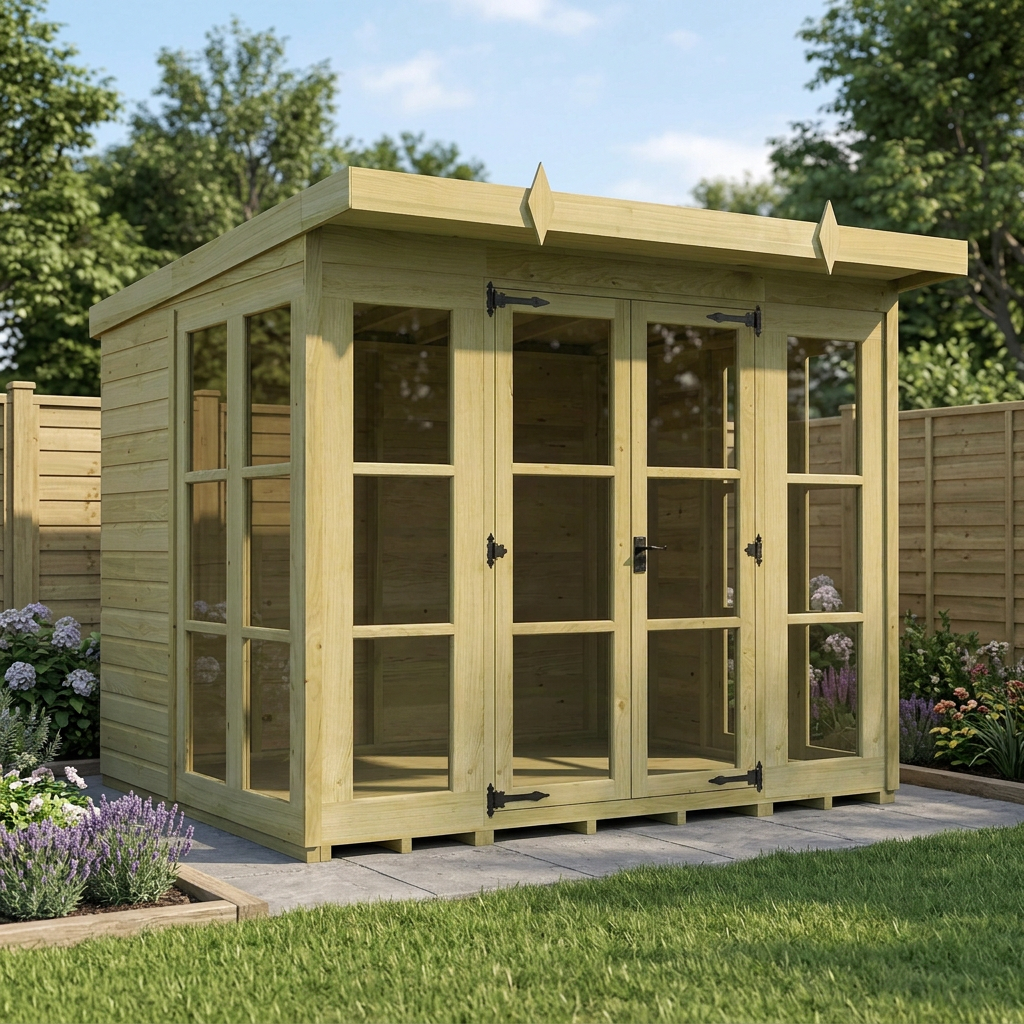 8 x 7 Georgian Window Pent Summer House - view 5