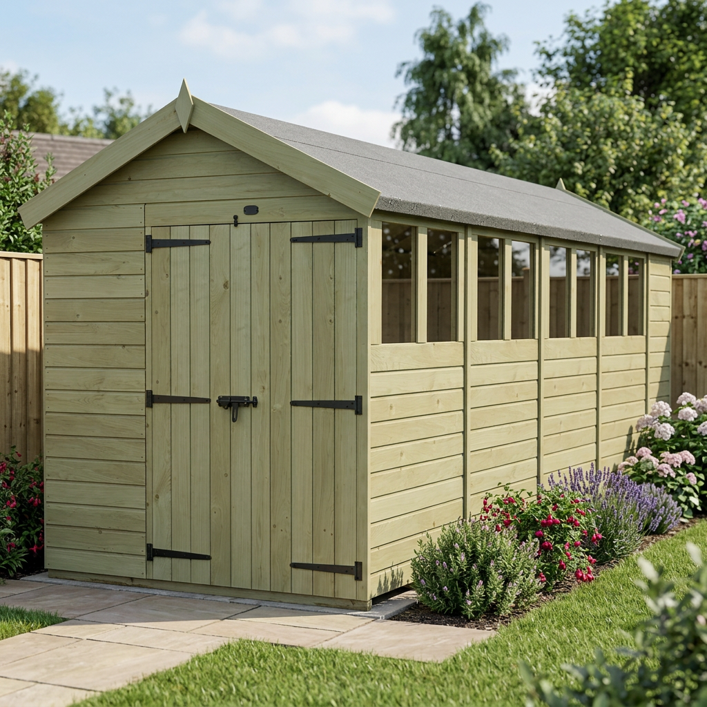 6 x 18 Apex Shed (Double Door, With Windows) - view 6