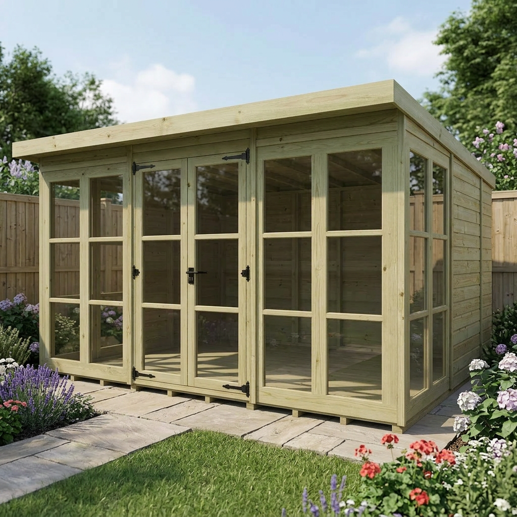 12 x 10 Georgian Window Pent Summer House - view 5