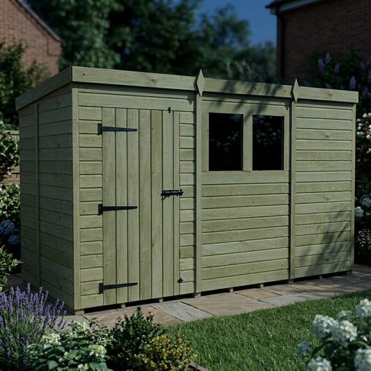 11 x 5 Pent Shed (Single Door, With Windows) - view 2