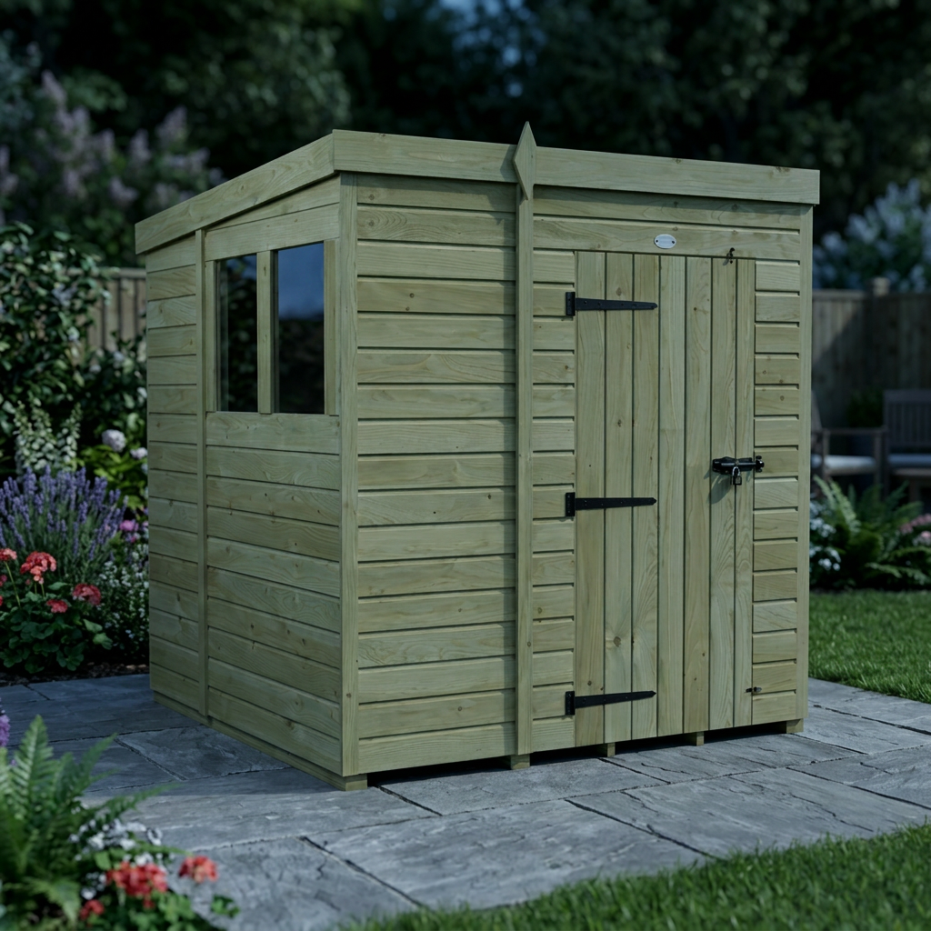7 x 6 Pent Shed (Single Door, With Windows) - view 6