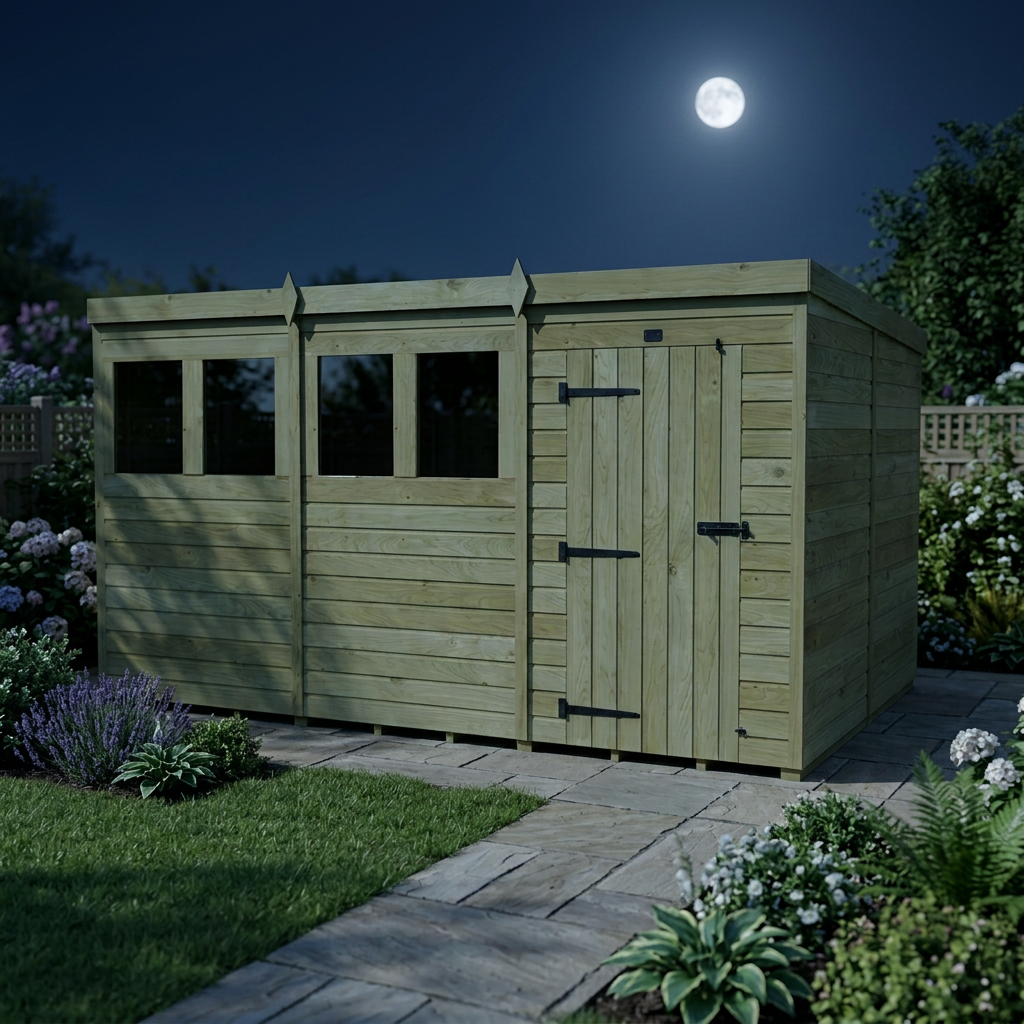 12 x 8 Pent Shed (Single Door, With Windows) - view 6