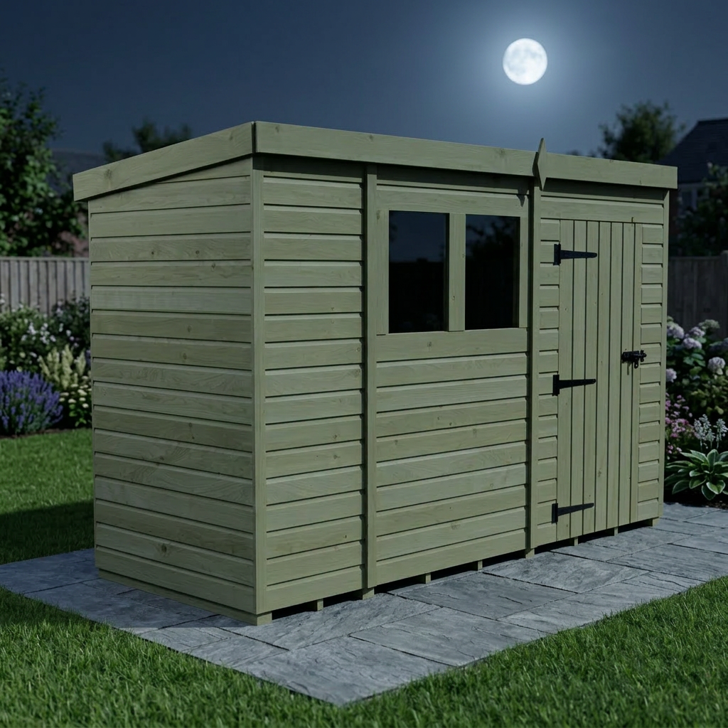 11 x 4 Pent Shed (Single Door, With Windows) - view 6