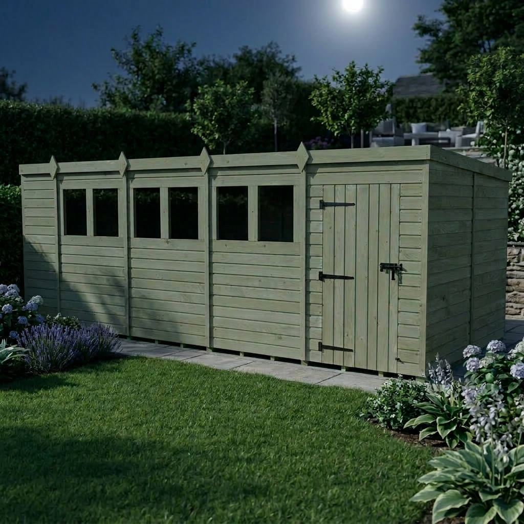 18 x 8 Pent Shed (Single Door, With Windows) - view 6