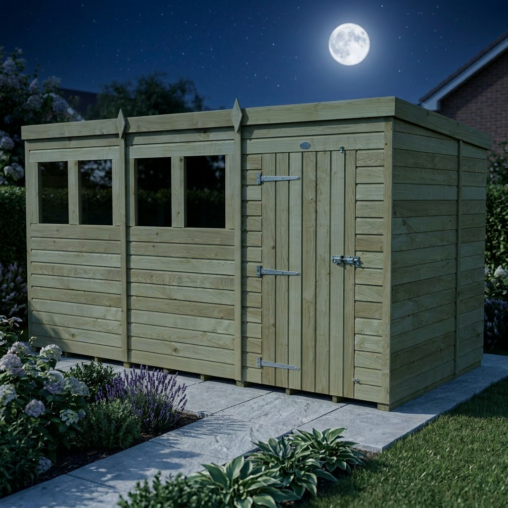 12 x 7 Pent Shed (Single Door, With Windows) - view 6