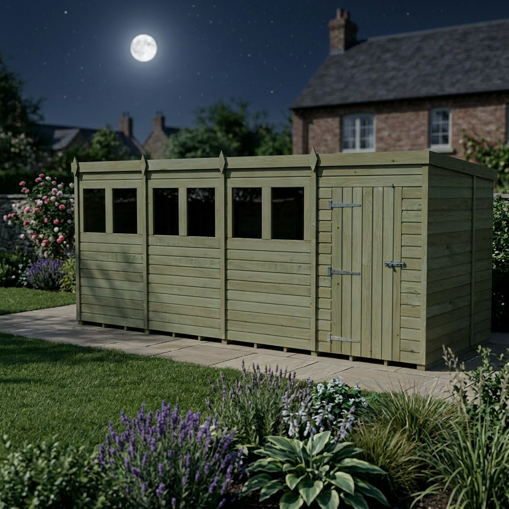 20 x 7 Pent Shed (Single Door, With Windows) - view 6