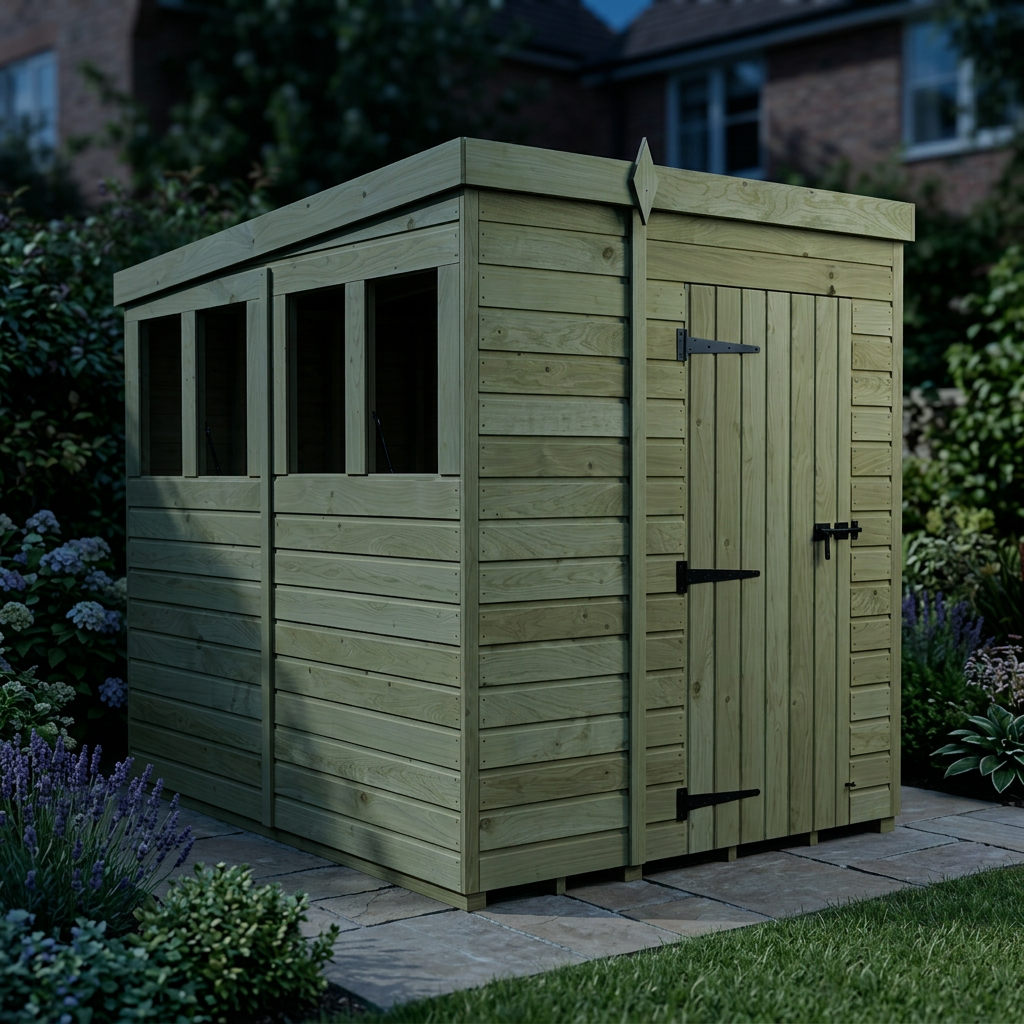 5 x 8 Pent Shed (Single Door, With Windows) - view 6