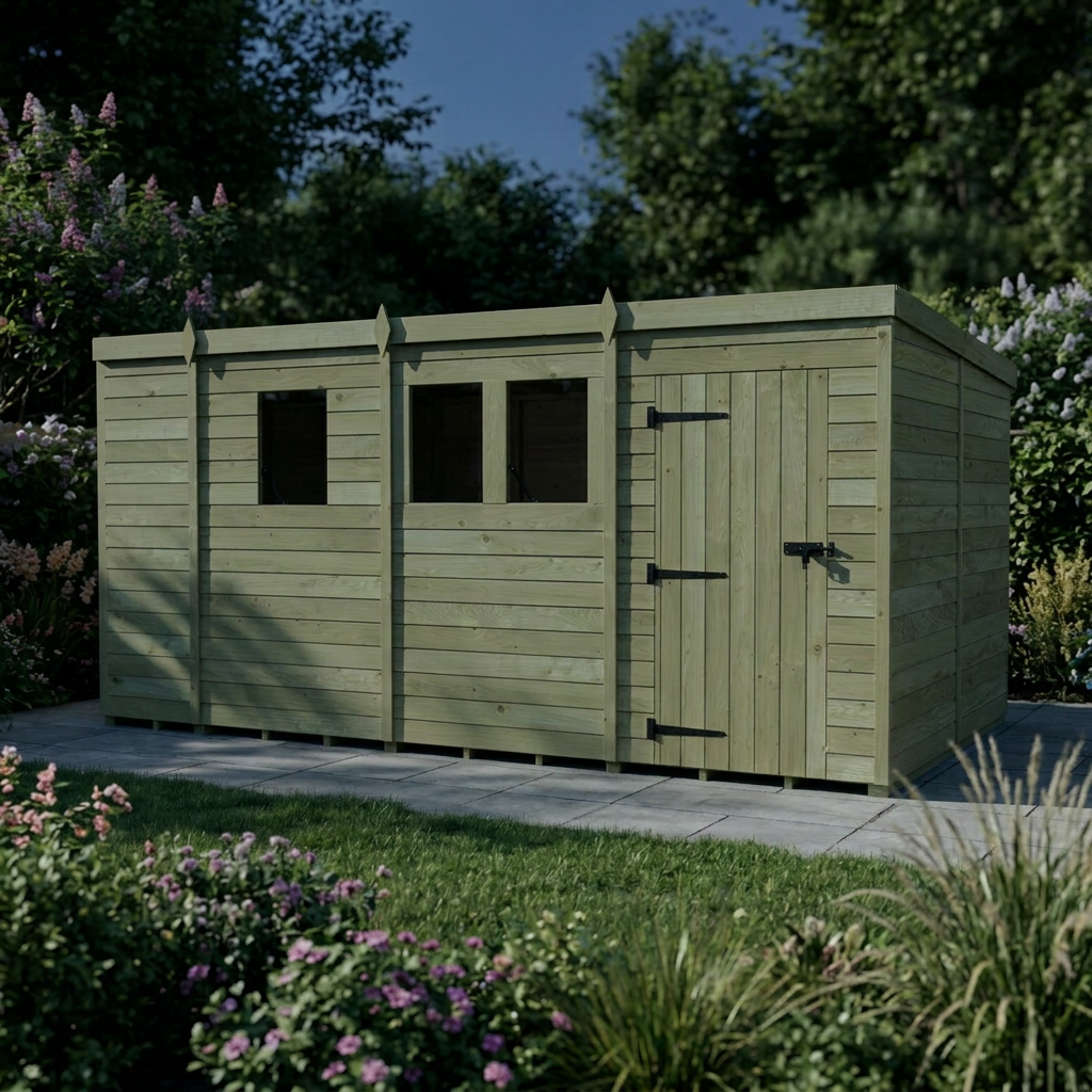13 x 8 Pent Shed (Single Door, With Windows) - view 6