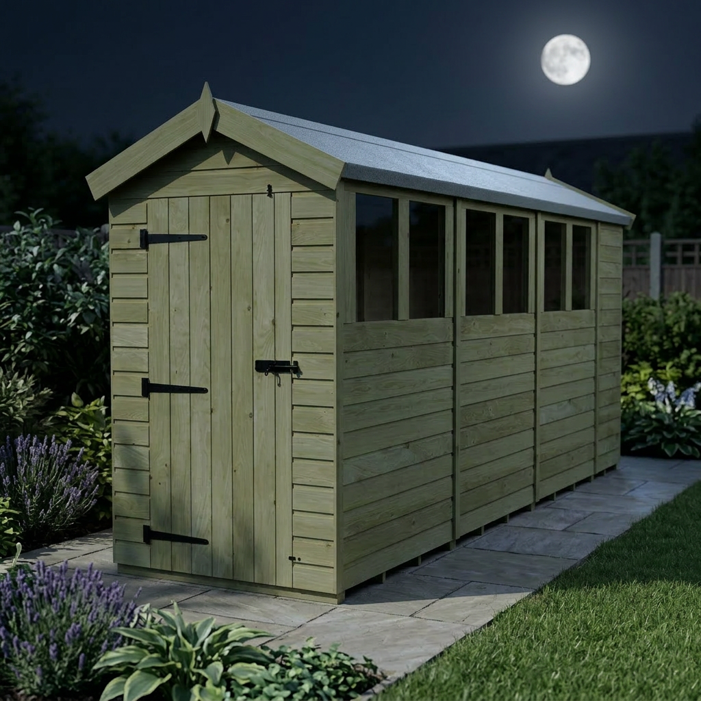 4 x 15 Apex Shed (Single Door, With Windows) - view 6