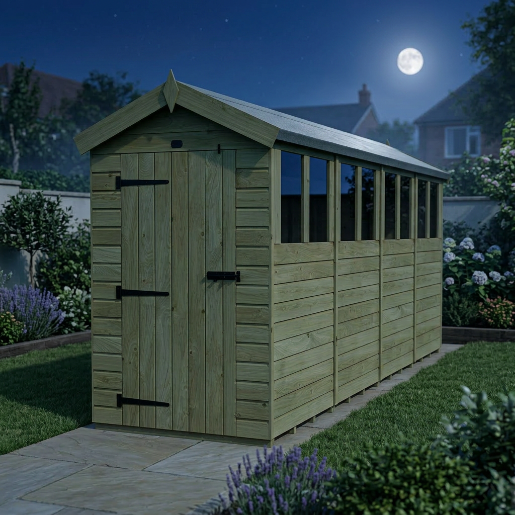 4 x 16 Apex Shed (Single Door, With Windows) - view 6