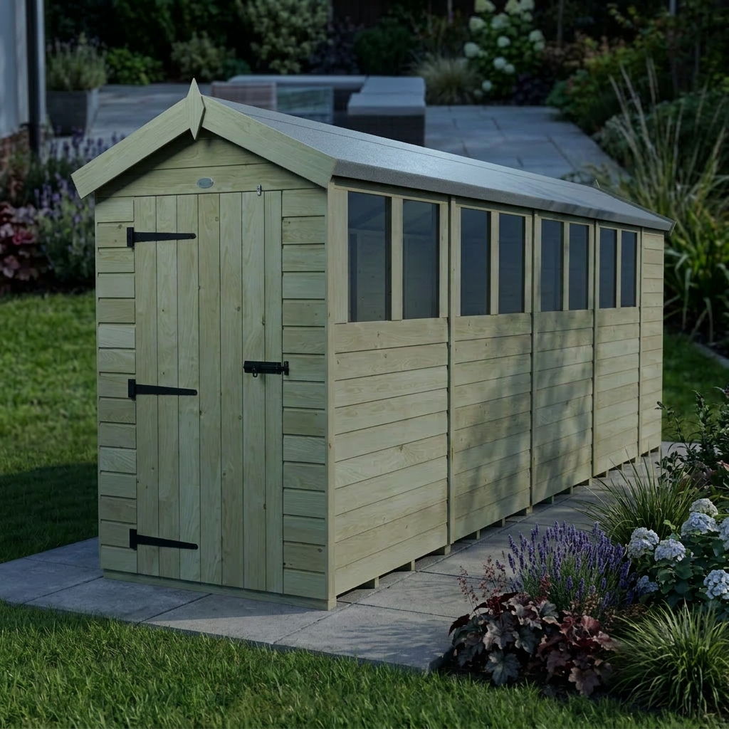 4 x 19 Apex Shed (Single Door, With Windows) - view 6
