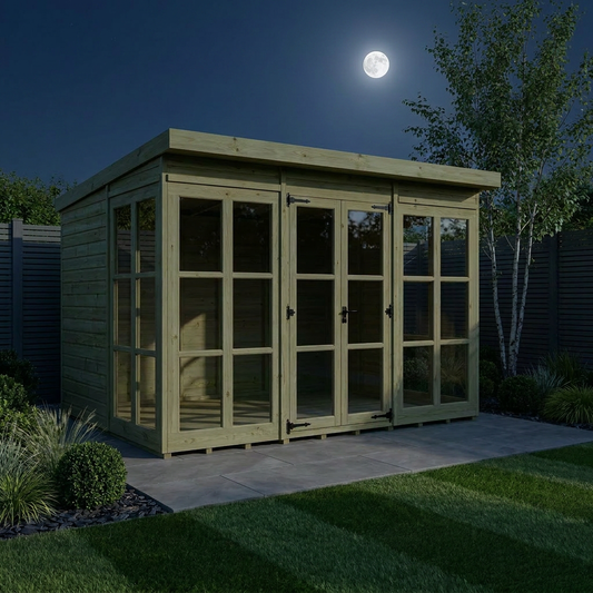 12 x 10 Georgian Window Pent Summer House - Georgian Summer House