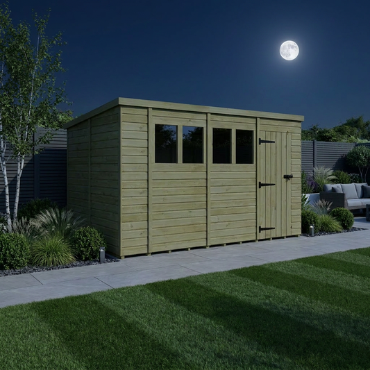 14 x 9 Pent Shed (Single Door, With Windows) - view 2
