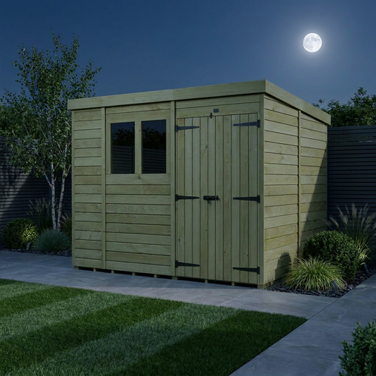 10 x 8 Pent Shed (Double Door, With Windows) - Pent Shed