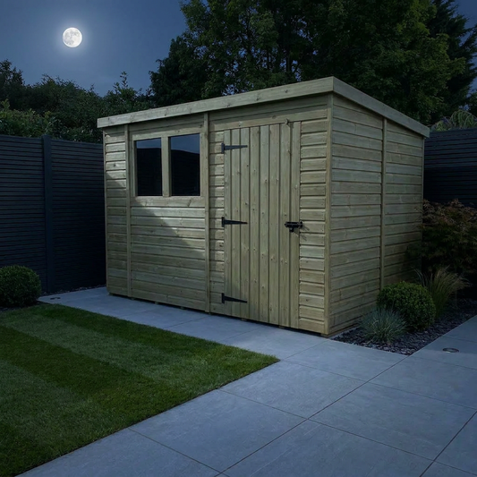 13 x 9 Pent Shed (Single Door, With Windows) - view 2