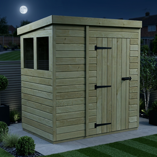 5 x 4 Pent Shed (Single Door, With Windows) - view 2