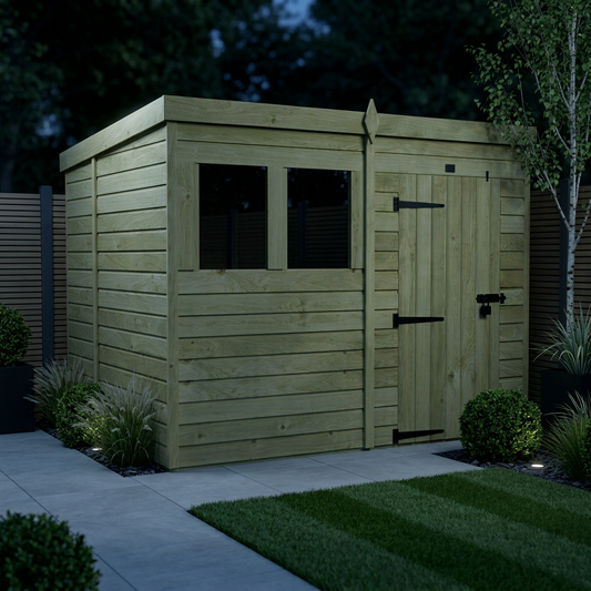 6 x 8 Pent Shed (Single Door, With Windows) - view 2