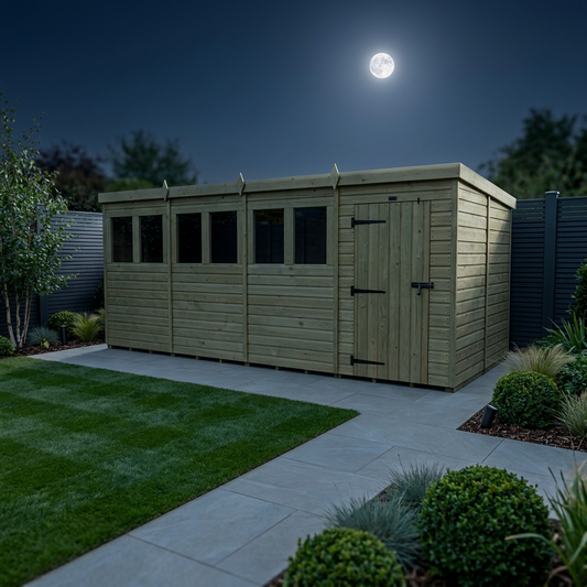 16 x 8 Pent Shed (Single Door, With Windows) - view 2