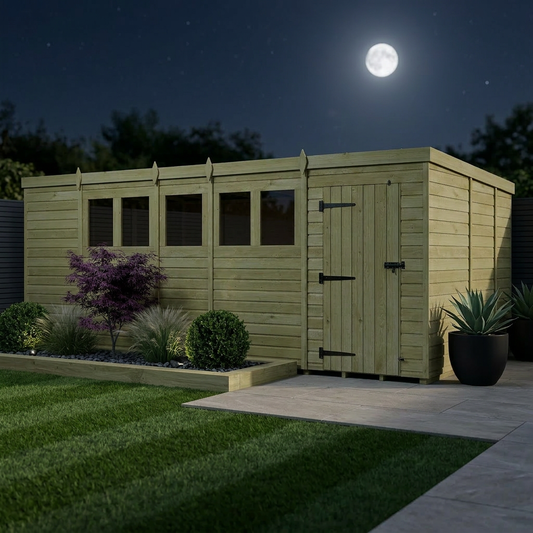19 x 9 Pent Shed (Single Door, With Windows) - view 2