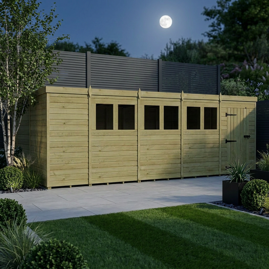 19 x 10 Pent Shed (Single Door, With Windows) - view 3