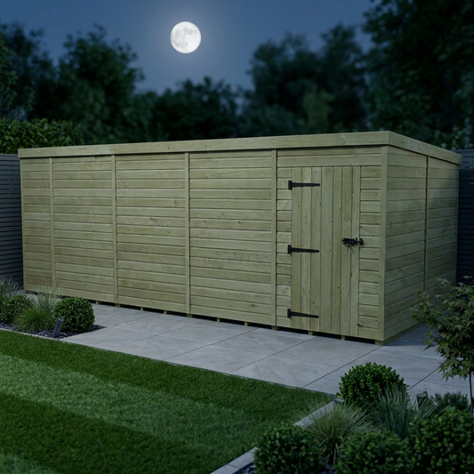 19 x 8 Pent Shed (Single Door, No Windows) - view 2
