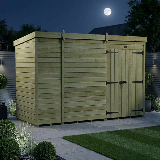 11 x 4 Pent Shed (Double Door, No Windows) - view 2