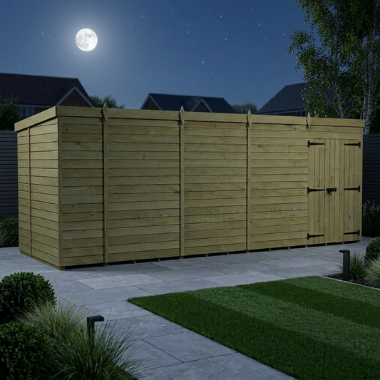 18 x 6 Pent Shed (Double Door, No Windows) - view 2