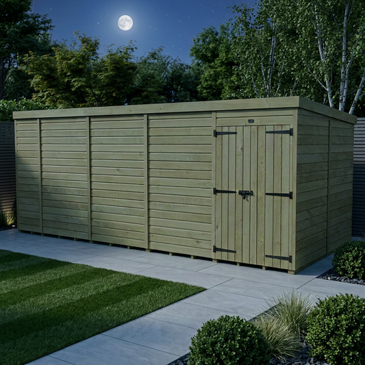 19 x 7 Pent Shed (Double Door, No Windows) - view 2