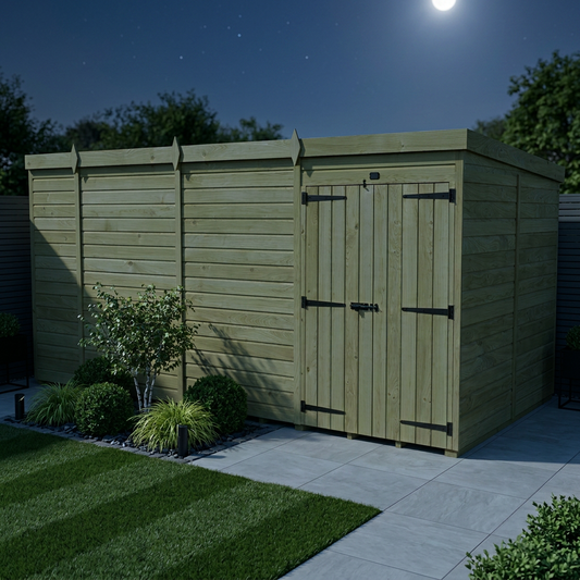 17 x 8 Pent Shed (Double Door, No Windows) - view 2