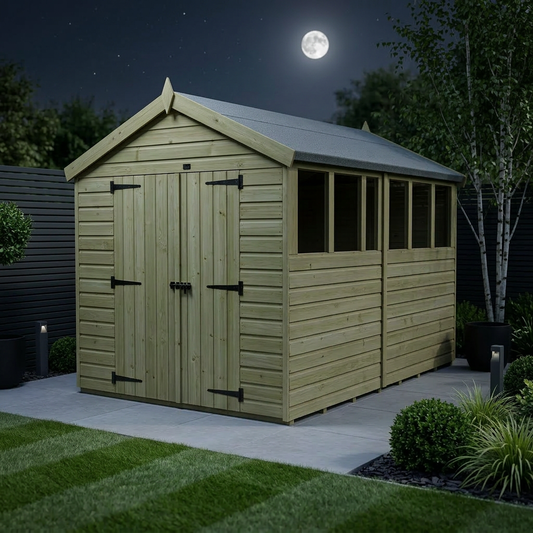 8 x 12 Apex Shed (Double Door, With Windows) - view 2